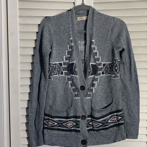 Hollister Grey Pattern Cardigan